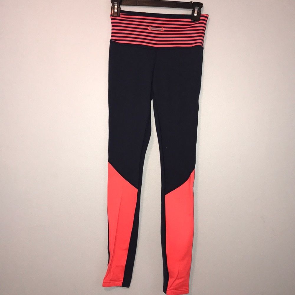 Size 4 Lululemon pants, dark blue and pink